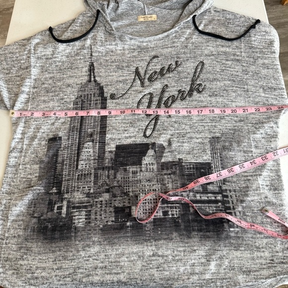Sweet Gisele New York City Hoodie Embellished Letters Grey/Black Women’s Size XL - Picture 5 of 9